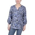 thumbnail image 1 of NY Collection Women's Long Roll Tab Sleeve Pintuck Front Blouse, 1 of 4