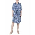 thumbnail image 1 of NY Collection Women's Petite 3/4 Roll Tab Zip Front Shirtdress, 1 of 4