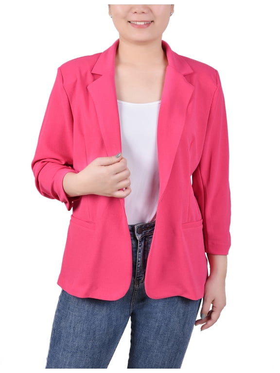 Women's Petite 3/4 Sleeve Scuba Crepe Jacket