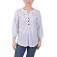thumbnail image 1 of NY Collection Women's Petite 3/4 Sleeve Swiss Dot Top, 1 of 4