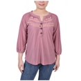 thumbnail image 1 of NY Collection Womens Petites Embroidered  Button-Down Top, 1 of 4