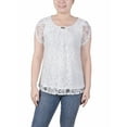 thumbnail image 1 of NY Collection Women's Petite Lace Petal Sleeve Top, 1 of 4