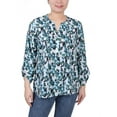 thumbnail image 1 of NY Collection Women's Petite Long Roll Tab Sleeve Pintuck Front Blouse, 1 of 4