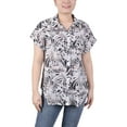thumbnail image 1 of NY Collection Women's Petite Short Rolled Sleeve Button Front Blouse, 1 of 4
