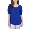 thumbnail image 1 of NY Collection Women's Petite Short Sleeve Balloon Sleeve Top With Hardware, 1 of 4