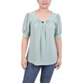 thumbnail image 1 of NY Collection Women's Petite Short Sleeve Balloon Sleeve Top With Hardware, 1 of 4