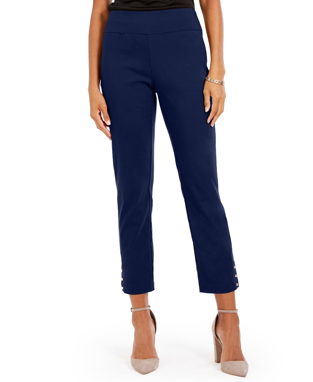 NY Collection Women's Petite Straight Leg Pull-On Pants Navy Size ...