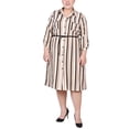 thumbnail image 1 of NY Collection Women's Plus Size 3/4 Roll Tab Sleeve Shirtdress, 1 of 4