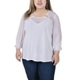 thumbnail image 1 of NY Collection Women's Plus Size 3/4 Sleeve Ringed Top with Mesh, 1 of 4