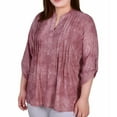 thumbnail image 1 of NY Collection Womens Pleated Tunic Blouse, Pink, 1X, 1 of 3