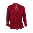thumbnail image 1 of NY Collection Women's Plus Size Embellished Ruffled Blouse (Red Brocade, 1X), 1 of 2