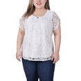 thumbnail image 1 of NY Collection Women's Plus Size Lace Petal Sleeve Top, 1 of 4