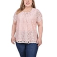 thumbnail image 1 of NY Collection Women's Plus Size Lace Petal Sleeve Top, 1 of 4