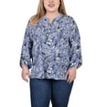thumbnail image 1 of NY Collection Women's Plus Size Long Roll Tab Sleeve Pintuck Front Blouse, 1 of 4