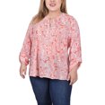 thumbnail image 1 of NY Collection Women's Plus Size Long Roll Tab Sleeve Pintuck Front Blouse, 1 of 4