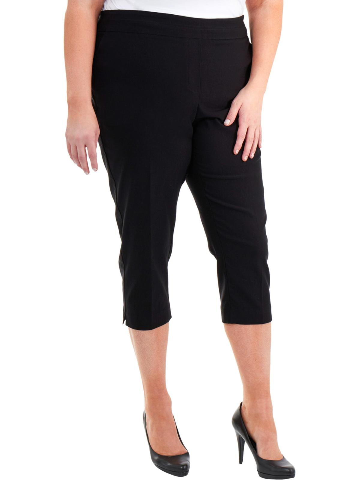NY Collection Women's Plus Size PullOn Capri Pants Black Size 18