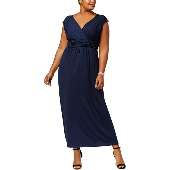 NY Collection Women's Plus Size Ruched Sleeveless Empire Maxi Dress