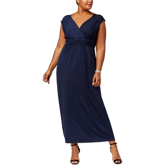 NY Collection Women's Plus Size Ruched Sleeveless Empire Maxi Dress