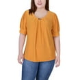thumbnail image 1 of NY Collection Women's Plus Size Short Sleeve Balloon Sleeve Top With Hardware, 1 of 4