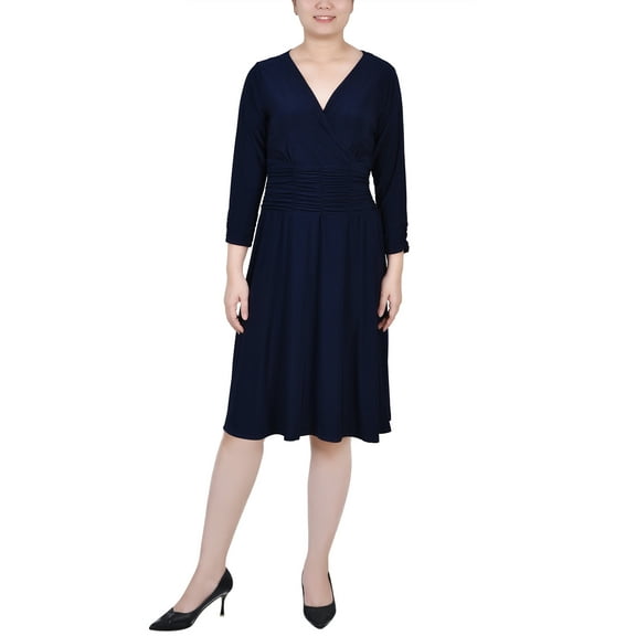 NY Collection Women's Ruched A-Line Dress