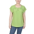 thumbnail image 1 of NY Collection Women's Short Extended-Sleeve Grommet Neck Knit Top, 1 of 4