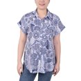 thumbnail image 1 of NY Collection Women's Short Rolled Sleeve Button Front Blouse, 1 of 4