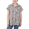 thumbnail image 1 of NY Collection Women's Short Rolled Sleeve Button Front Blouse, 1 of 4