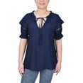thumbnail image 1 of NY Collection Women's Short Ruffled Sleeve Blouse, 1 of 1