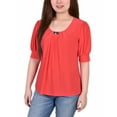 thumbnail image 1 of NY Collection Women's Short Sleeve Balloon Sleeve Top With Hardware, 1 of 4