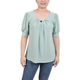 thumbnail image 1 of NY Collection Women's Short Sleeve Balloon Sleeve Top with Hardware, 1 of 4