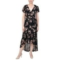 thumbnail image 1 of NY Collection Women's Short Sleeve Hankerchief Hem Chiffon Dress, 1 of 4
