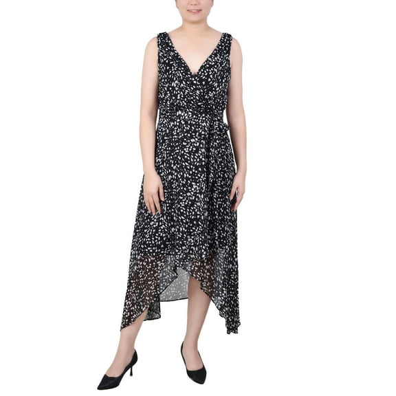 NY Collection Women's Sleeveless Wrap Chiffon Dress