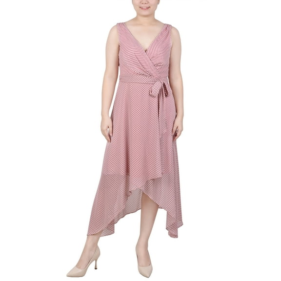 NY Collection Women's Sleeveless Wrap Chiffon Dress