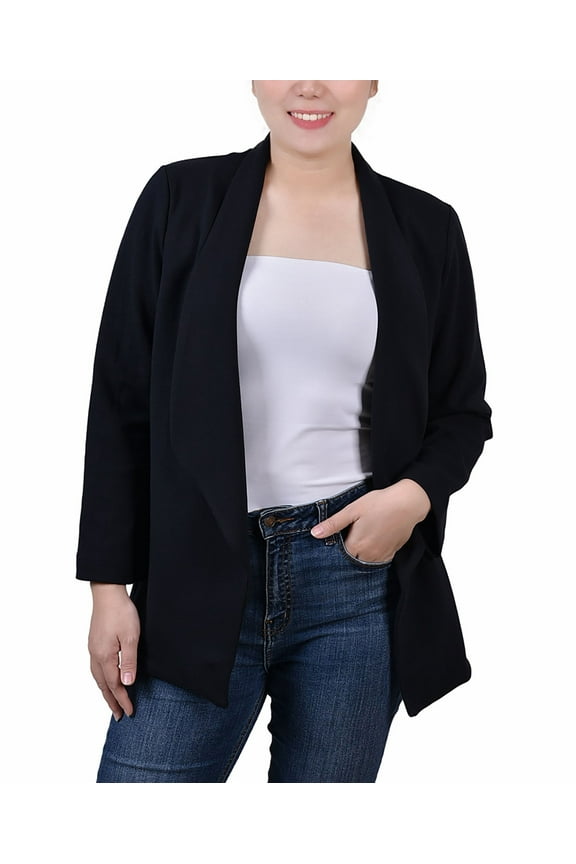 Womens 3/4 Sleeve Ponte Jacket Black M