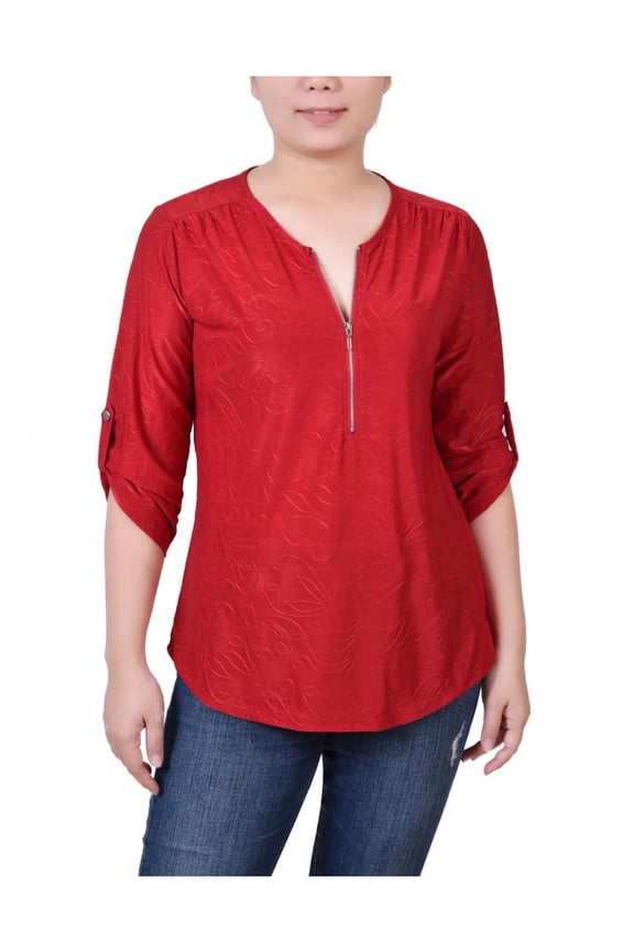 Womens Animal Print Stretch Button-Down Top