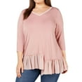 thumbnail image 1 of NY Collection Womens Asymmetric Ruffle Hem Pullover Blouse, Pink, Plus Size, 1X, 1 of 2