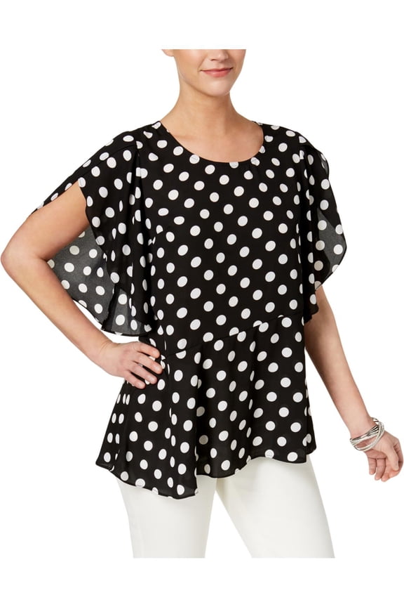 Womens Cape Sleeve Asymmetrical Hem Pullover Top