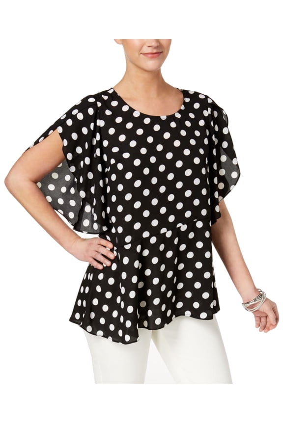 Womens Cape Sleeve Asymmetrical Hem Pullover Top