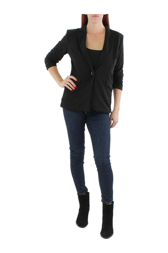 Womens Crepe Ruched One-Button Blazer