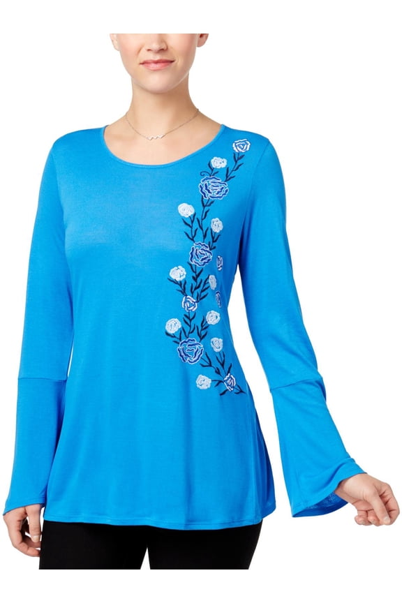 Womens Embroidered Blouse Pullover Top