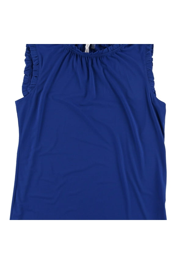 Womens Flutter Knit Pullover Blouse Sdble Blue L