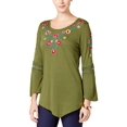 thumbnail image 1 of NY Collection Womens Lace Bell Sleeves Tunic Top, 1 of 2