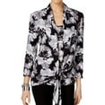 thumbnail image 1 of NY Collection Womens Layered-Look Knit Blouse, Black, Small, 1 of 1