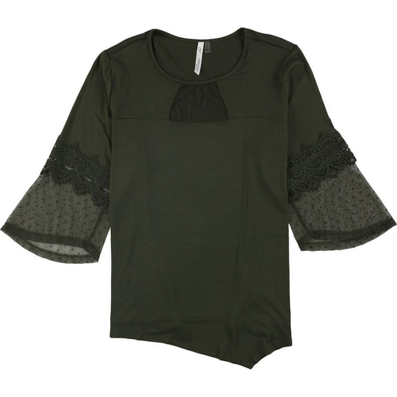 NY Collection Womens Mesh Dot Pullover Blouse, Green, Plus Size, 2X