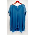 thumbnail image 1 of NY Collection Womens Mixed Media Knit Blouse, Blue, 2X, 1 of 2