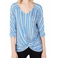 thumbnail image 1 of NY Collection Womens Petite Striped Twist Front Tops, 1 of 2