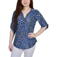 thumbnail image 1 of NY Collection Womens Petites Animal Print Stretch Button-Down Top, 1 of 1