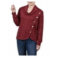 thumbnail image 1 of NY Collection Womens Petites Asymmetrical Cowl Neck Button-Up, 1 of 2