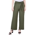 thumbnail image 1 of NY Collection Womens Petites Belted Mid-Rise Cropped Pants, 1 of 1