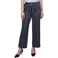 thumbnail image 1 of NY Collection Womens Petites Belted Stripe Cropped Pants, 1 of 3